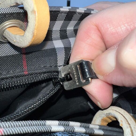 BURBERRY Nova Check Hand Bag Nylon Black Small Tote with Dust Bag - Picture 9 of 12